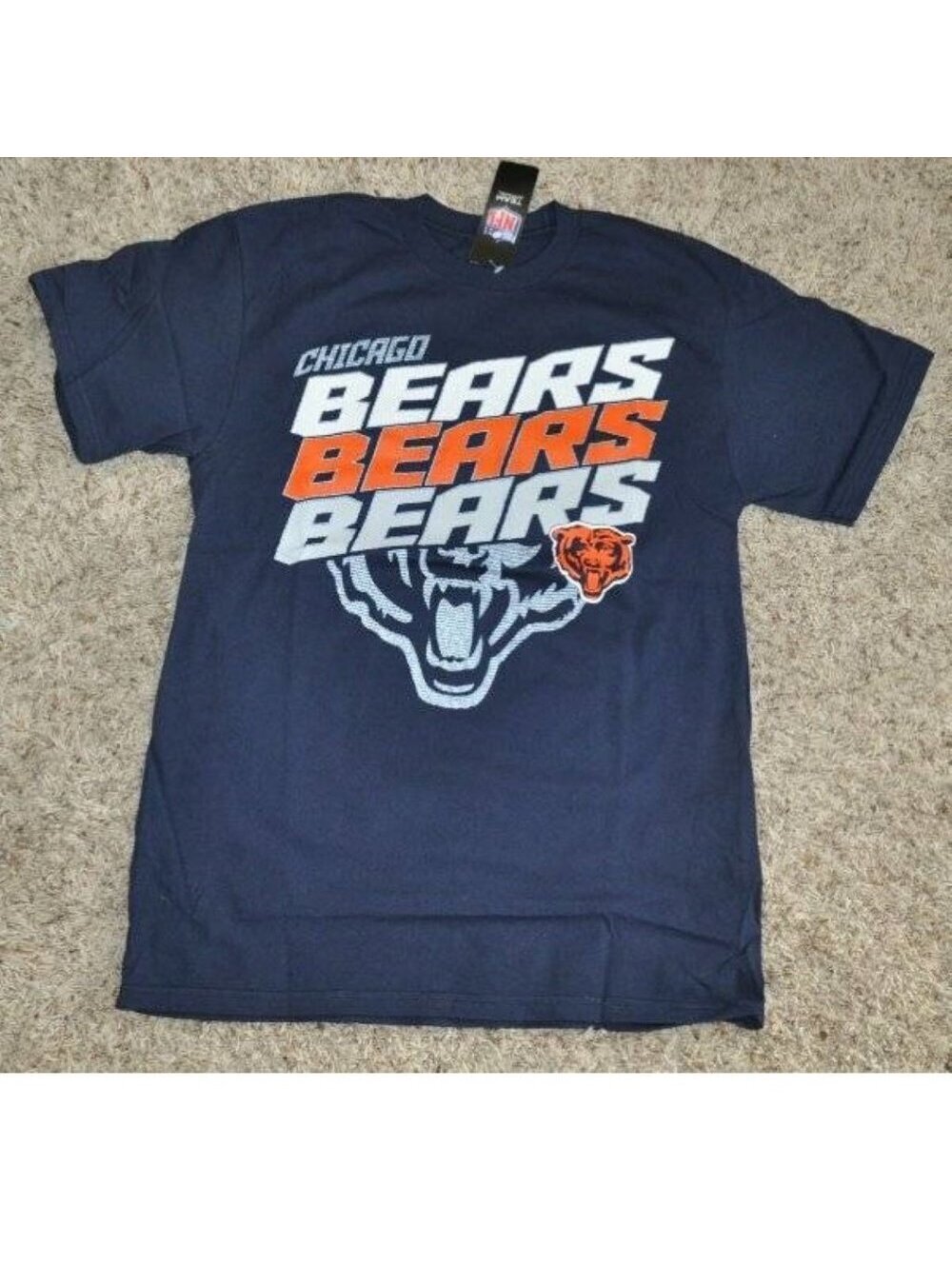 Mens Chicago Bears T-Shirt Medium NFL Football Blue Short Sleeve Crewneck Knit